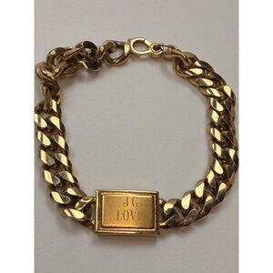 Vintage Speidel Gold Plated Chain Bracelet With "JG Love" Engraving Mens Or Wome